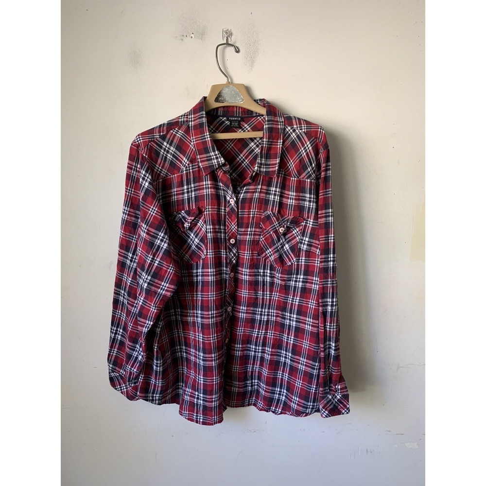 Torrid Womens Shirt 3 Pink Plaid Flannel Button Up Country‎ Western Fall Camping